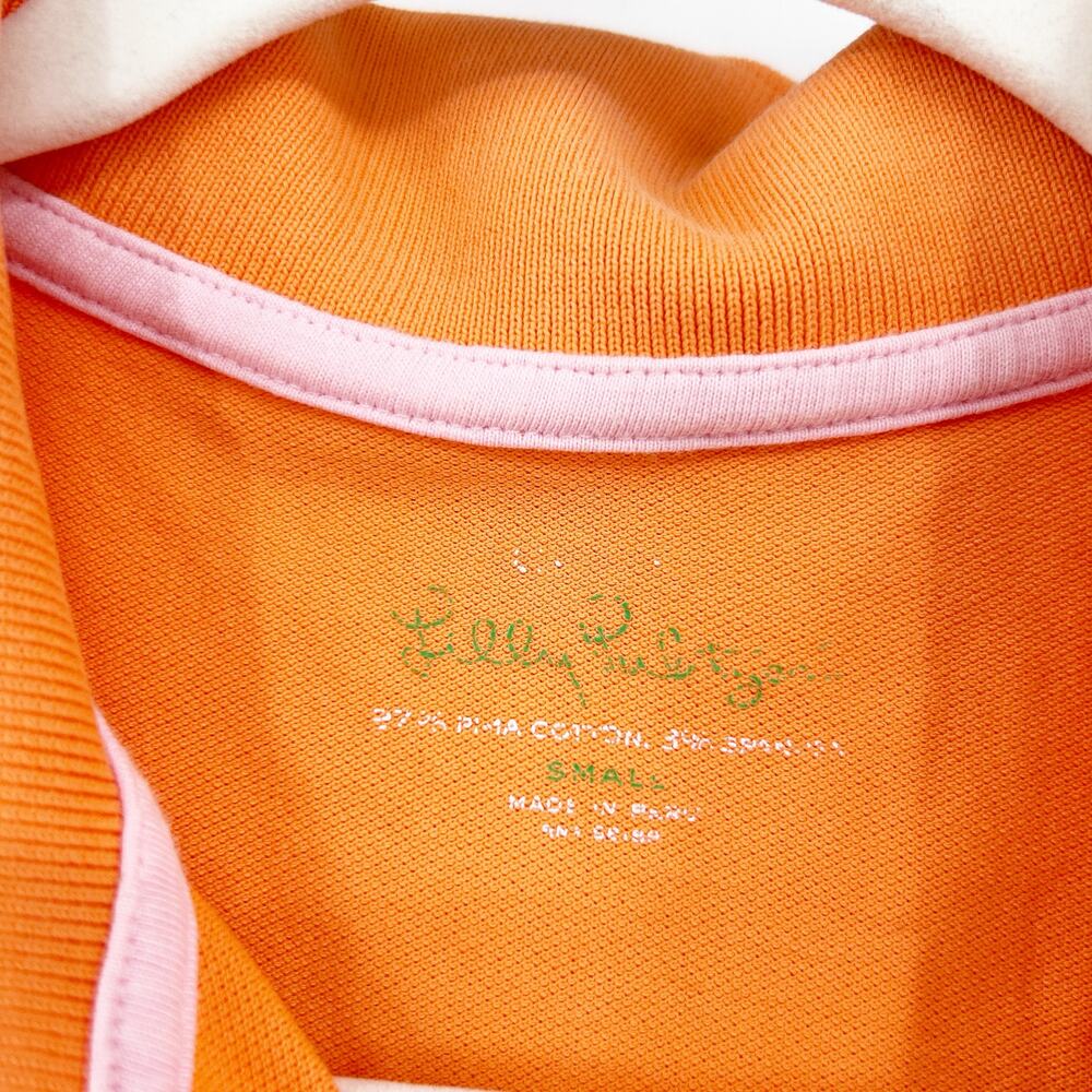 Lilly Pulitzer Womens Preppy Pima‎ Cotton Short Sleeve Polo Shirt Size S Orange - Picture 3 of 6